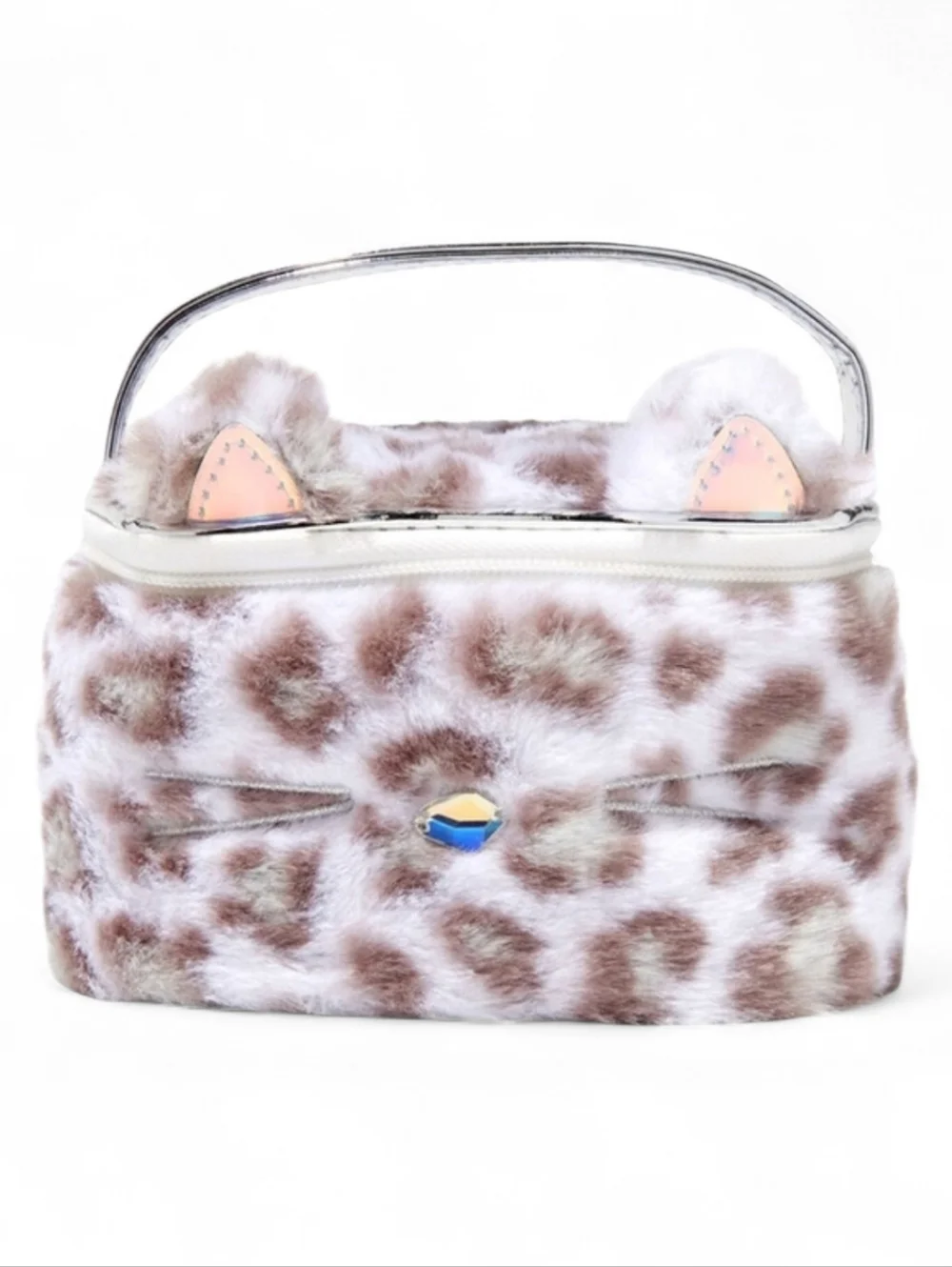Claire's Club Girl's Plush Kitty Makeup Zip Bag Organizer 🐱🩷 Cute & Furry! NWT